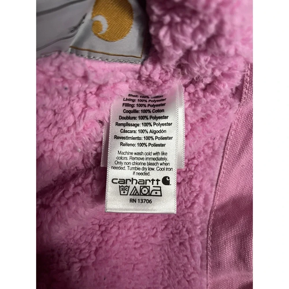 Carhartt Sherpa Lined Jacket Girl's Size 18M Pink Full Zip Hooded